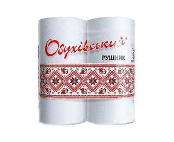 Рушники паперові 20г/м (2рул), 2шар білі Обухівський 272841 фото