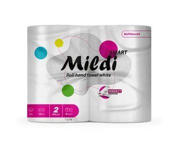 Рушники целюлозні "Mildi Smart", по 2 рул., на гільзі, 2-х шар., білі КОХАВИНКА 272850 фото