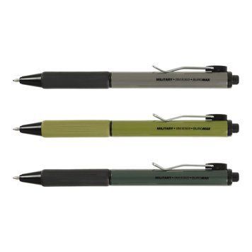 Ручка масляная автоматическая Buromax Military, 0,7 мм, ассорти корпусов, с резиновым гриппом, синие чернила BM.8369 273541 фото