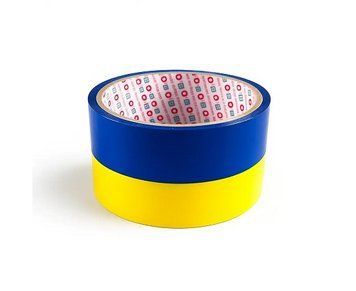 Стрічка клейка пакувальна 48 мм х 20 м Optima. жовто-блакитна. O45360 271630 фото