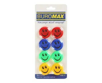 Комплект магнітів Buromax СМАЙЛИК кольорові. 8 шт *30 мм BM.0032 271504 фото